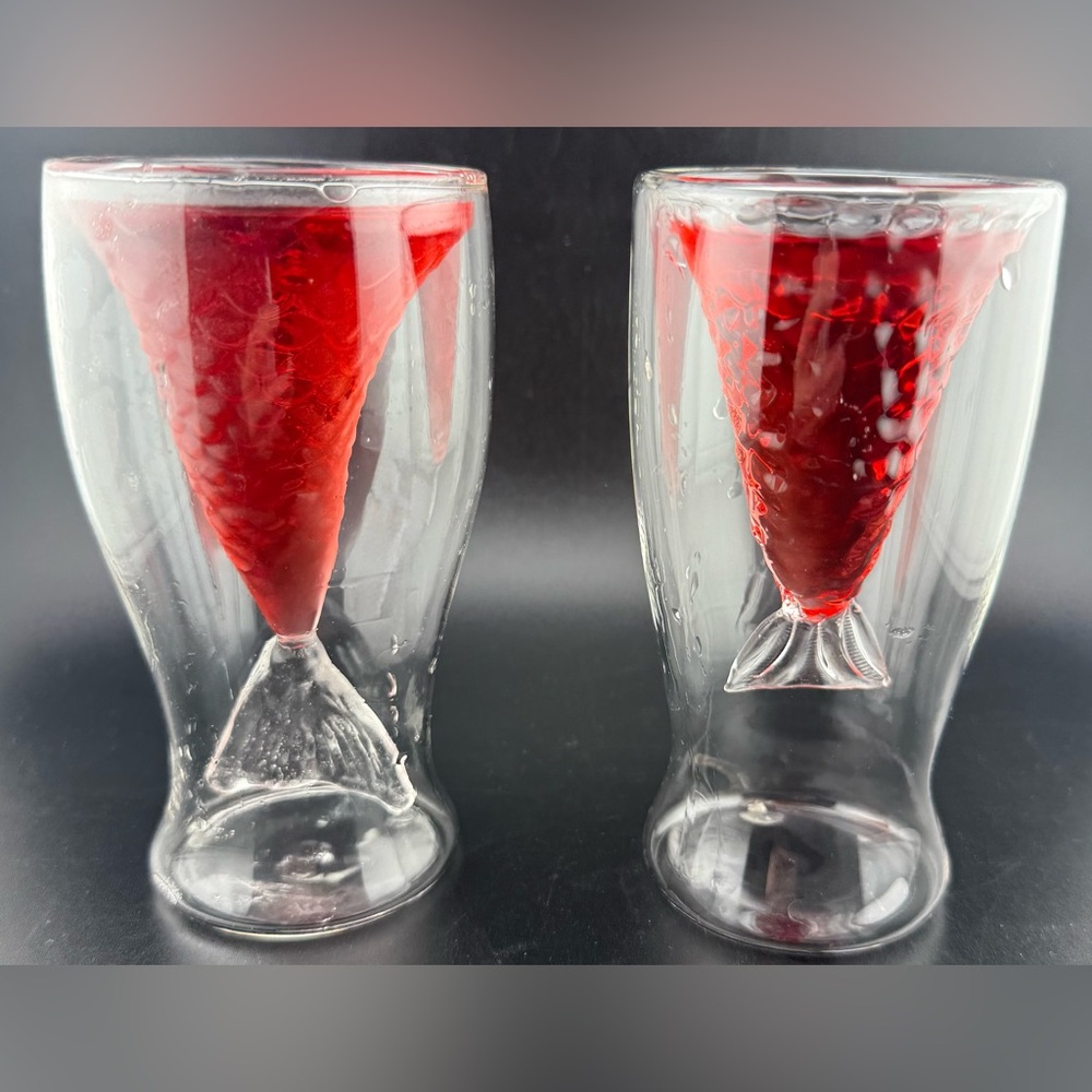 2 Glass Mermaid Tail 3.4 oz. 5.5”H